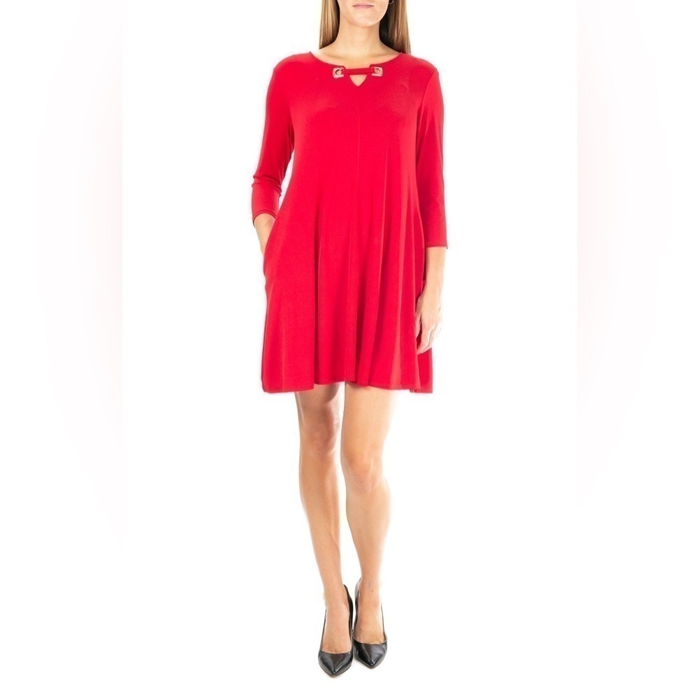 NINA LEONARD Ladies Hardware Neck Long Sleeve Dress Size XS